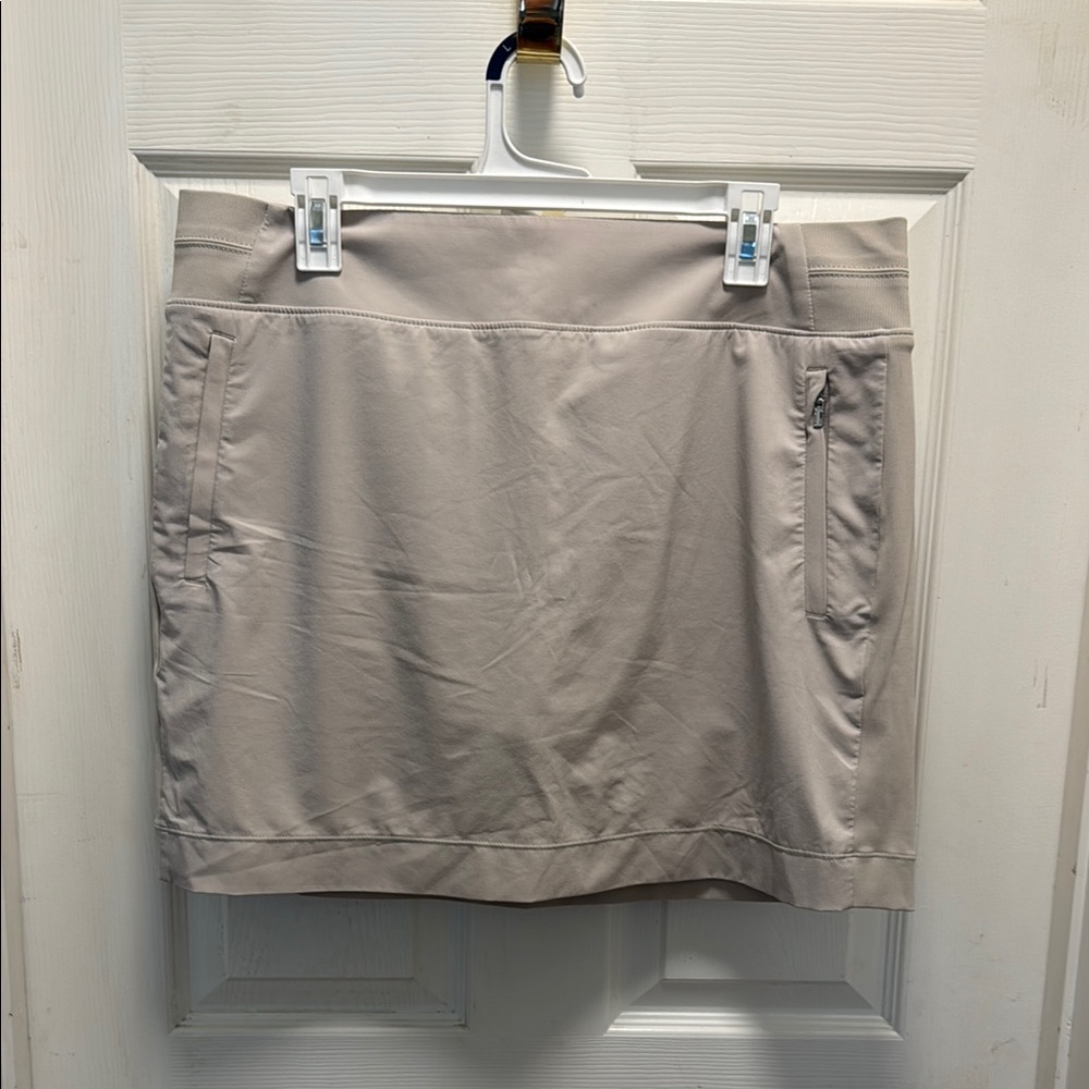 Beige Mini Skirt with Pockets